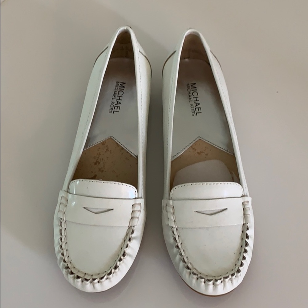 Michael Kors white leather loafers size 8